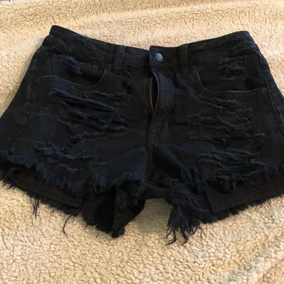 American Eagle Outfitters Pants - American eagle black distressed jean shorts
